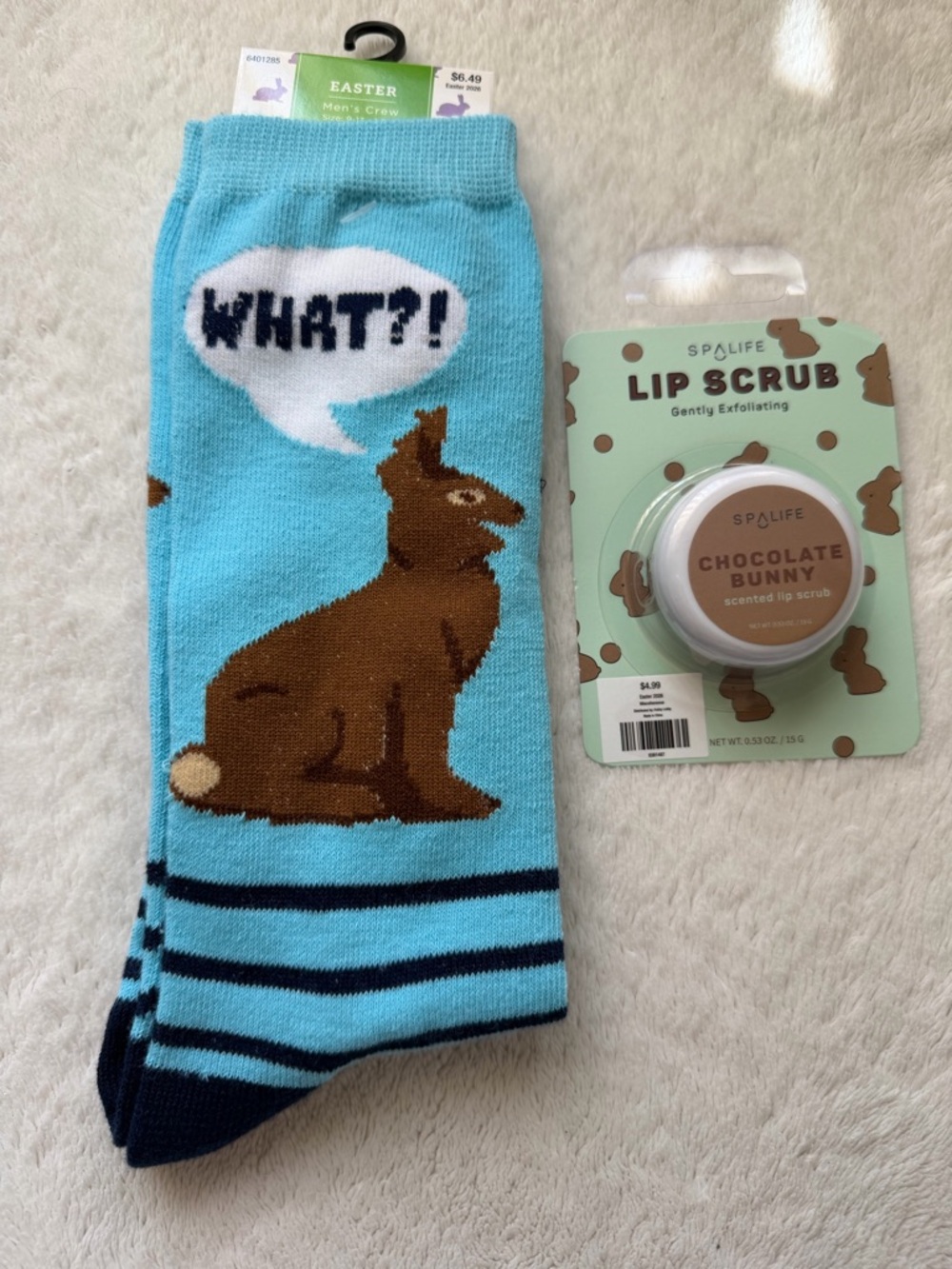 🎀 5 for $25 🎀 Socks and lip scrub Easter bunny chocolate bunny scent